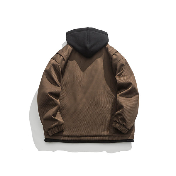 Chamarra Hoodie Retro con Bolsillos 3D y Diseño Desmontable para Hombre