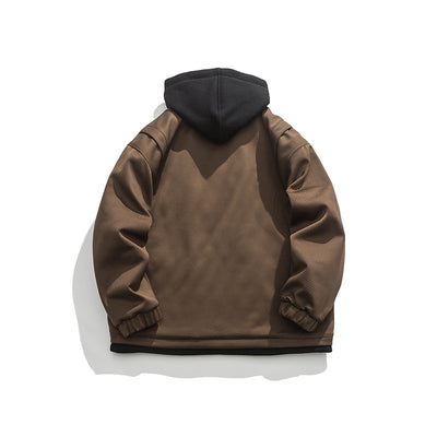 Chamarra Hoodie Retro con Bolsillos 3D y Diseño Desmontable para Hombre - Image 2