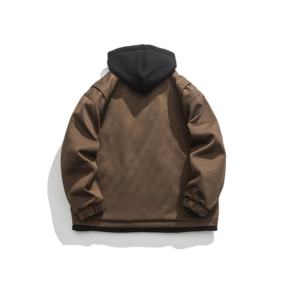 Chamarra Hoodie Retro con Bolsillos 3D y Diseño Desmontable para Hombre