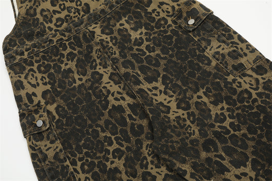 Pantalón Cargo Leopardo con Tirantes Ancho Pierna Suelta - Image 18