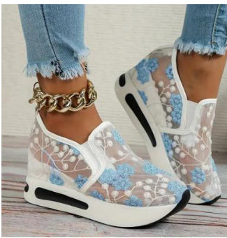 Zapatillas Deportivas Elegantes con Tacón Alto y Malla Encaje para Mujer - Image 7