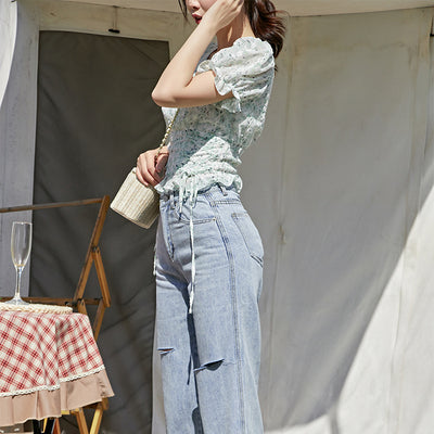 Blusa de Chifón con Botones de Perla y Jacquard Elegante - Image 9