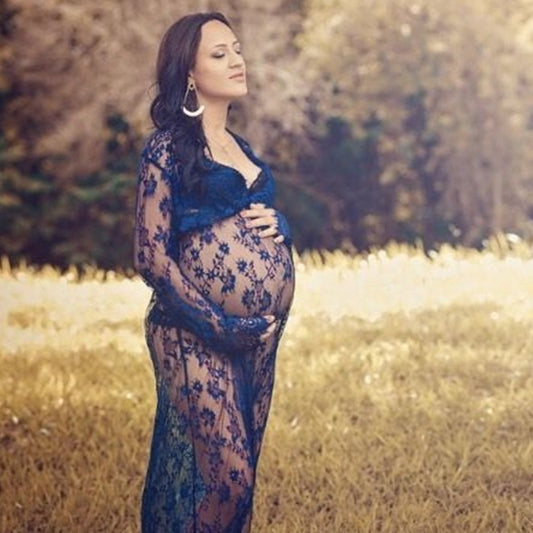 Vestido de Encaje Sensual para Sesiones Fotográficas de Maternidad