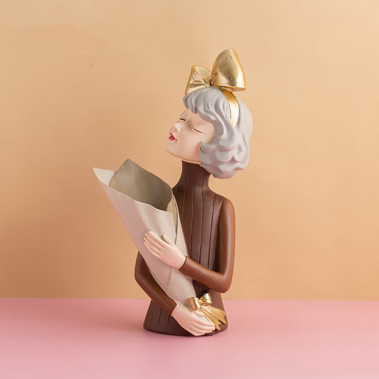 Escultura Decorativa Abstracta de Resina - Figura Femenina Nórdica para Sala de Estar - Image 2