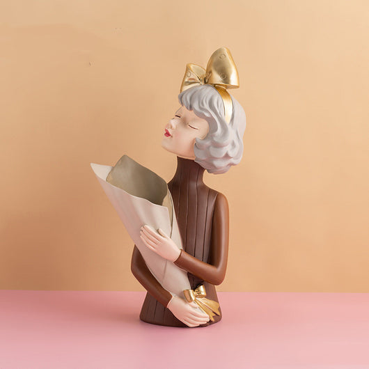 Escultura Decorativa Abstracta de Resina - Figura Femenina Nórdica para Sala de Estar - Image 2