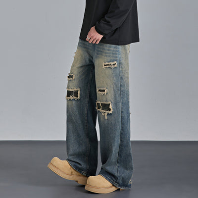 Pantalones Vaqueros Rotos Camuflaje Estilo Urbano Americano para Hombre - Image 9