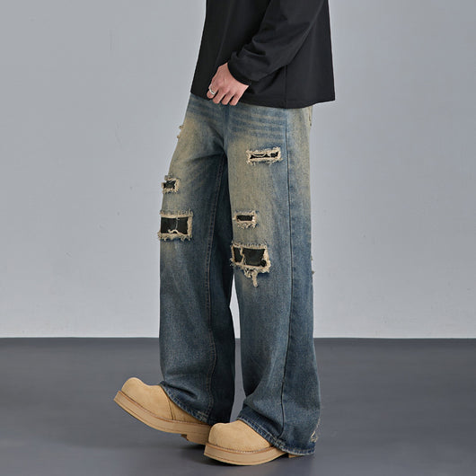 Pantalones Vaqueros Rotos Camuflaje Estilo Urbano Americano para Hombre - Image 9