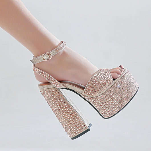 Sandalias de Tacón de Bloque con Strass para Mujer - Image 10
