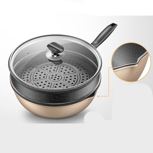 Wok de Panal con Fondo Plano - Compatible con Inducción y Gas - Image 3