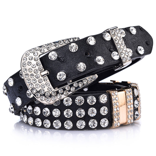 Cinturón Ancho de Moda con Diamantes de Imitación Completos - Image 2