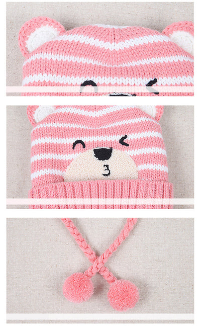 Gorro de Invierno para Bebé con Diseño de Osito y Babero Integrado - Image 9
