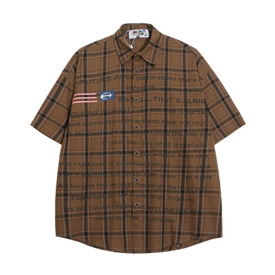 Camisa Cuadriculada Suelta Manga Corta para Hombre