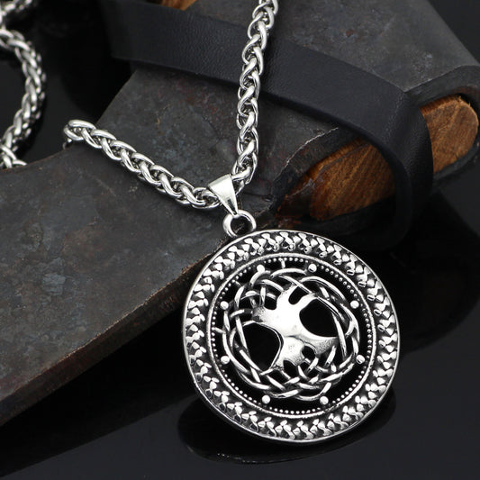 Collar Viking Árbol de la Vida en Acero Inoxidable Hueco para Hombre
