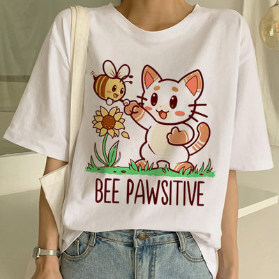 Playera Pareja a Juego con Estampado Divertido de Gatos - Unisex Manga Corta Tendencia - Image 13