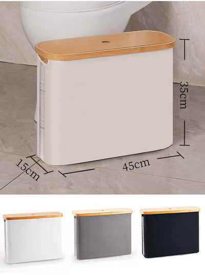 Canasta de Almacenamiento con Tapa de Bambú y Rollo de Papel Transparente - Image 12