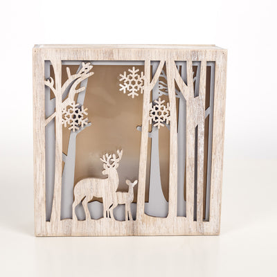 Caja Luminosa Navideña de Madera con Adornos Decorativos - Image 4