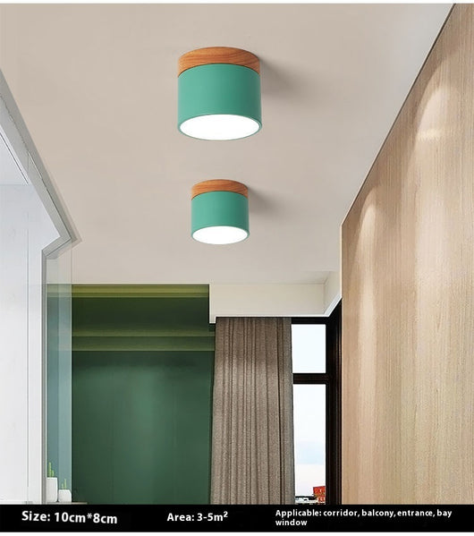 Lámpara de Madera Maciza para Pasillo y Balcón - Diseño Minimalista Macaron - Image 8