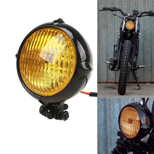 Faros Delanteros Retro para Coche Eléctrico - Estilo Clásico en Negro Intenso