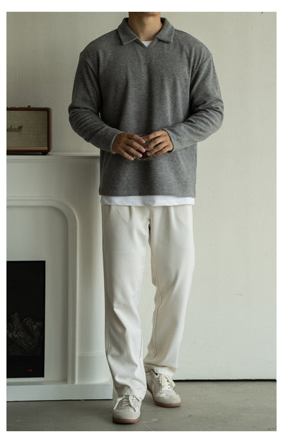 Polo Manga Larga Hombros Caídos Cuello V para Hombre - Image 20