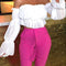 Blusa Sexy Hombros Descubiertos con Volantes y Color Liso