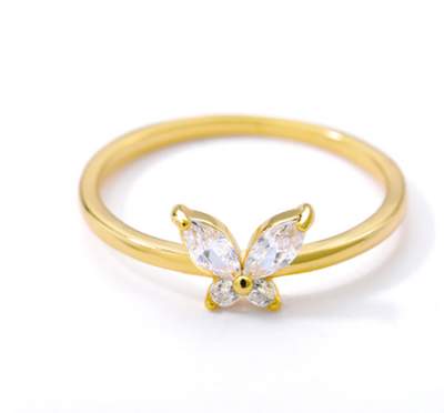 Anillo de Mariposa Chapado en Oro con Circonia Cúbica - Image 2