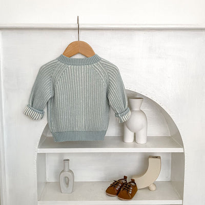 Cardigan Tejido Bicolor para Bebé con Cuello Redondo - Image 8