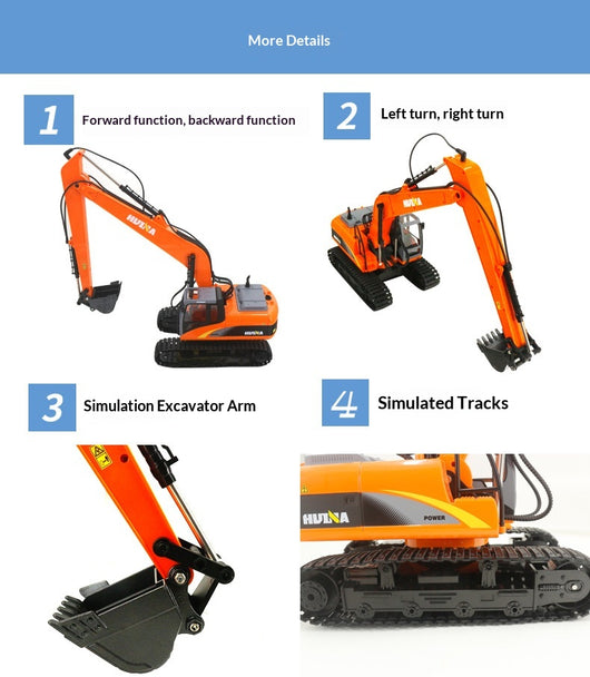 Excavadora de Aleación Teledirigida con Control Remoto - Vehículo de Ingeniería Eléctrico para Niños - Image 7