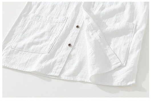 Camisa Ligera de Algodón, Lino y Ramio con Solapa - Manga Corta - Image 16