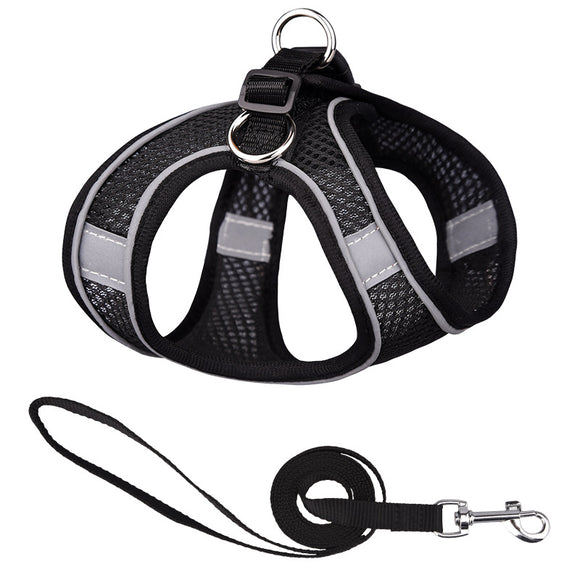 Arnés Reflectante para Perros con Correa de Mano - Chaleco Transpirable de Seguridad
