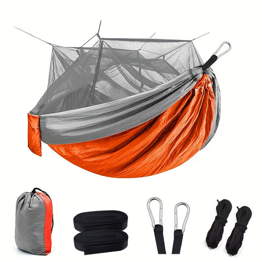 Hamaca Camping Doble Portátil con Red Antimosquitos y Correas para Árboles - Image 3