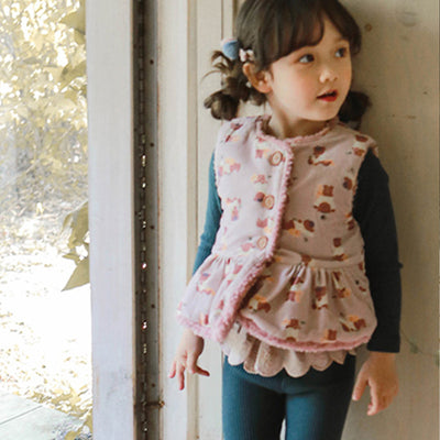 Chaleco Reversible de Algodón Estampado en Felpa y Terciopelo para Niñas - Image 4