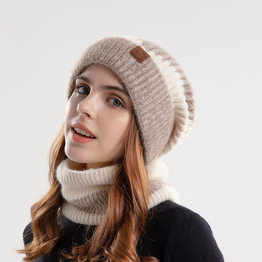 Conjunto de Gorro y Bufanda Tejida Bicolor con Forro Polar - Abrigo Invernal Grueso - Image 2