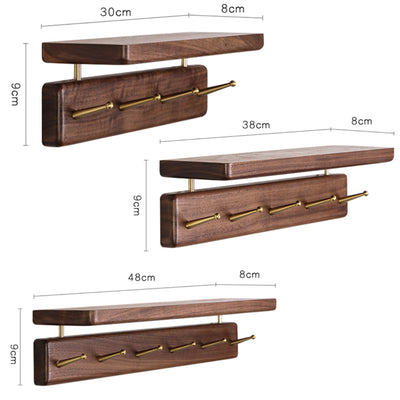 Perchero de Pared Nórdico en Madera Maciza con Ganchos de Latón - Estilo Japonés Nogal Negro - Image 26