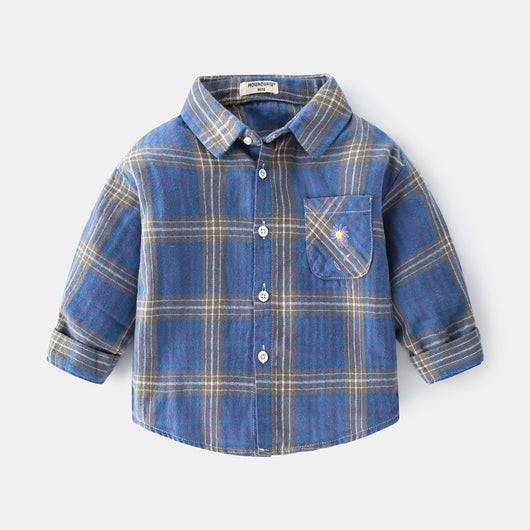 Camisa de Cuadros Infantil con Solapa - Manga Larga para Niños - Image 4