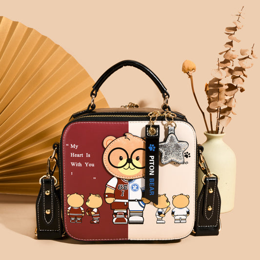 Bolsa Cuadrada Portátil con Osito de Dibujos Animados