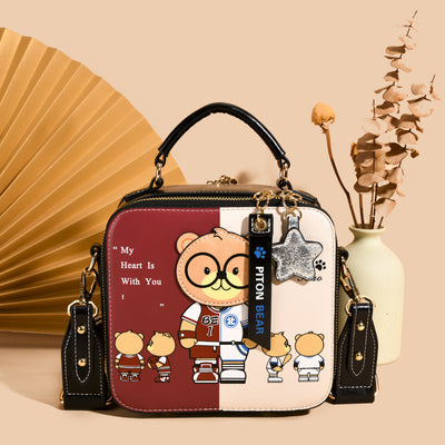 Bolsa Cuadrada Portátil con Osito de Dibujos Animados