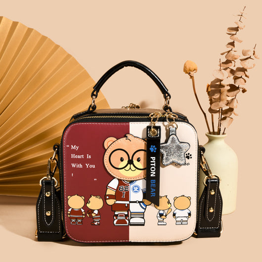 Bolsa Cuadrada Portátil con Osito de Dibujos Animados