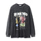 Camiseta Manga Larga Efecto Desgastado con Letras