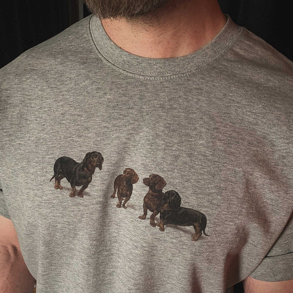 Camiseta Retro Perro Salchicha Americana de Manga Corta