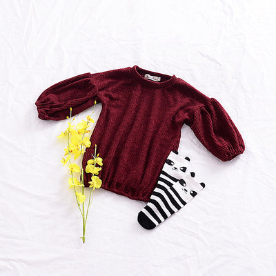 Blusa Infantil Primavera con Mangas Linterna - Colores Sólidos - Image 10