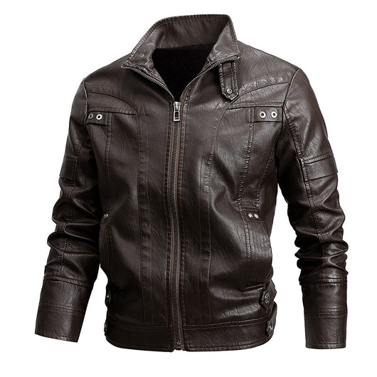 Abrigo de Cuero Suelto con Solapas para Hombre - Image 10