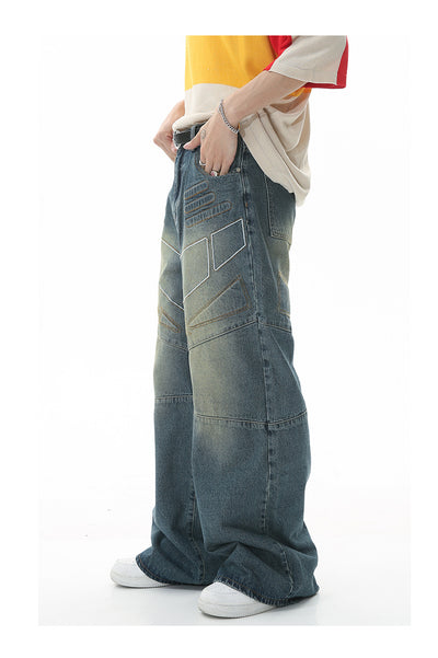 Pantalones Vaqueros Hip Hop Cintura Alta Pierna Ancha Oversize - Image 7