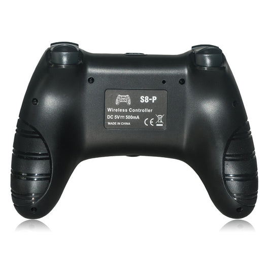 Black wireless game controller for PS4 with red joysticks, textured grips, and standard control buttons. - Image 8