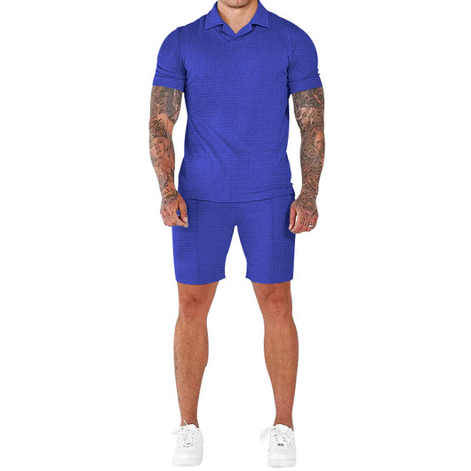 Conjunto Polo Texturizado V-neck y Shorts para Hombre - Image 5