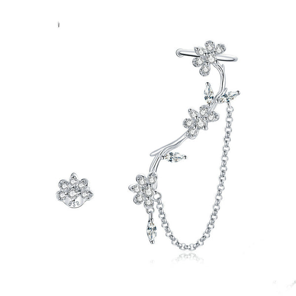 Aretes de Plata Esterlina S925 con Flor de Circonia Cúbica