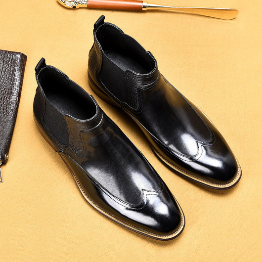 Botas de Cuero Genuino con Punta Inglesa para Hombre - Calzado Formal Ejecutivo Marrón - Image 11