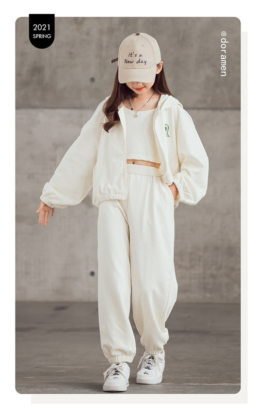 Conjunto Deportivo Infantil Coreano 3 Piezas con Chamarra con Cierre - Image 9