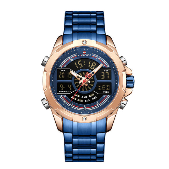 Reloj Cronógrafo Multifunción con Doble Pantalla y Calendario Luminoso para Hombre