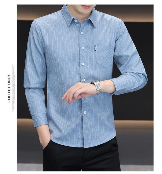 Camisa Slim Fit a Rayas Versátil para Joven - Image 24