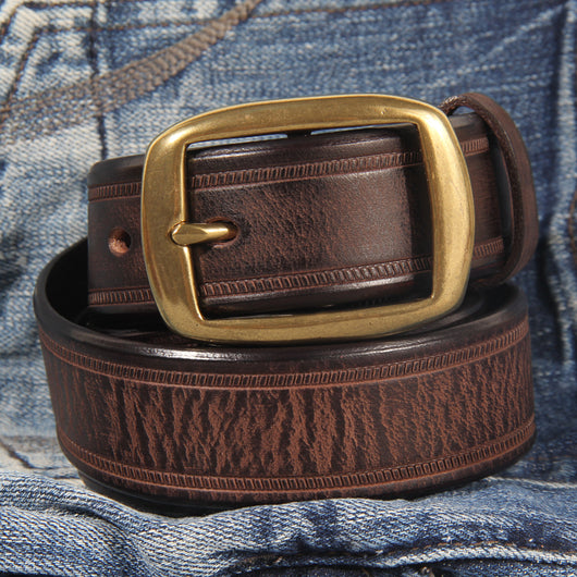 Cinturón de Cuero Genuino para Hombre con Hebilla de Pasador Estilo Vintage - Image 9